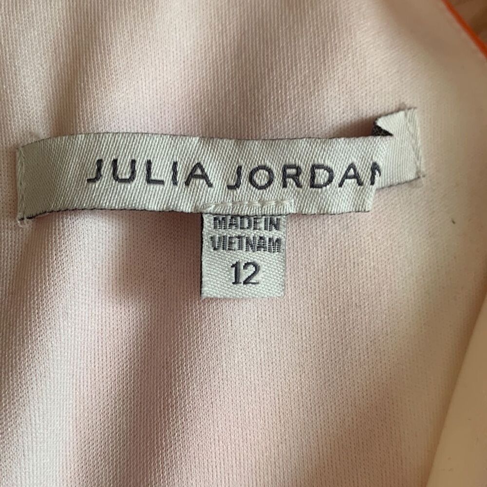 Julia Jordan Rainbow Stripe Surplice Wrap Midi Dress 12 Flounce Hem Sleeveless - Picture 7 of 11